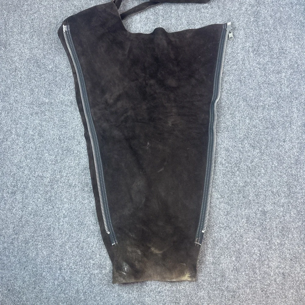 VTG Leather Horse Riding Chaps Buckle And‎ Zip Up 14 Youth Chocolate Suede USA